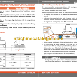 Eurocomach ESP100ZT4 ESP100UR4 Excavator Assembly Instructions