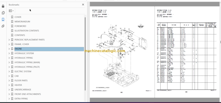 Hitachi ZX19-6 Hydraulic Excavator Parts Catalog & Equipment Components Parts Catalog