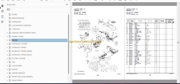 Hitachi ZX19-6 Hydraulic Excavator Parts Catalog & Equipment Components Parts Catalog