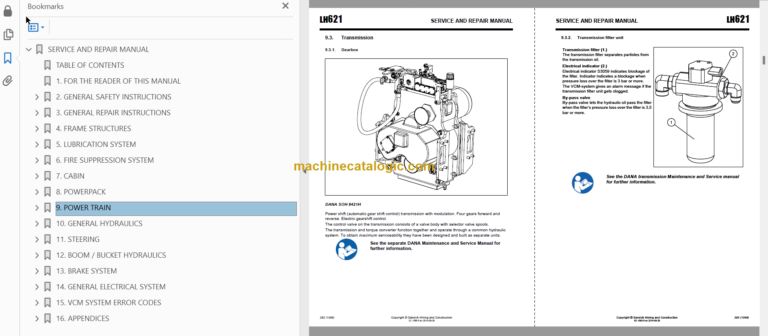 Sandvik LH621 Mining Loader Service and Parts Manual (L521D195)