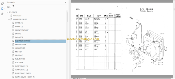 Hitachi JD992E-3 Excavator Parts Catalog & Equipment Components Parts Catalog