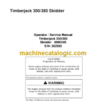 Timberjack 350 380 Skidder Operator Service Manual
