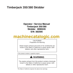 Timberjack 350 380 Skidder Operator Service Manual