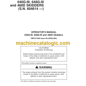 Timberjack 640G-III 648G-III and 460D Skidders Operators Manual