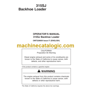 John Deere 315SJ Backhoe Loader Operators Manual (OMT228609 315SJ)