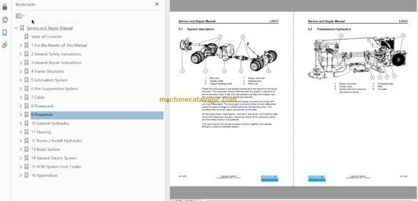 Sandvik LH517 Mining Loader Service and Parts Manual (L817D659)