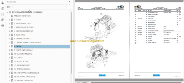 Sandvik DT923i Tunnelling Drill Service and Parts Manual (SN 122D65038-1)