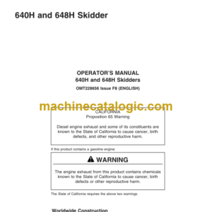 John Deere 640H and 648H Skidder Operators Manual (OMT228656)