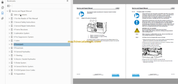 Sandvik LH621 Mining Loader Service and Parts Manual (L721D342)