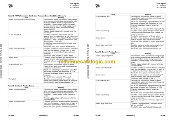 JCB 4 Cyl Elec Engine (UN3GB3 T4i T4F CEV Stage-IV 55kw) Service Manual