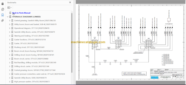 Sandvik DT1132i Drill Rig Service and Parts Diagrams (122D76932-1)