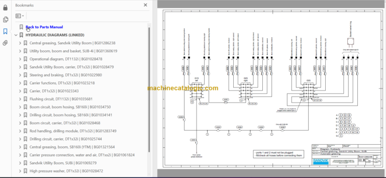 Sandvik DT1132i Drill Rig Service and Parts Diagrams (122D76932-1)