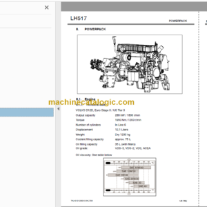 Sandvik LH517 Mining Loader Service and Parts Manual (L917D216)