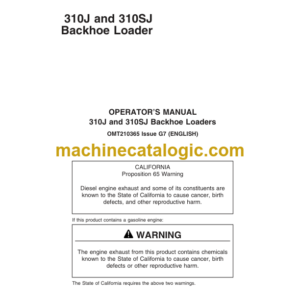 John Deere 310J and 310SJ Backhoe Loader Operators Manual (OMT210365)