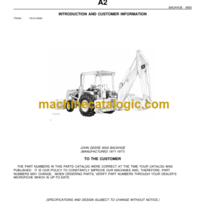 John Deere 9500 Backhoe Loader Parts Manual