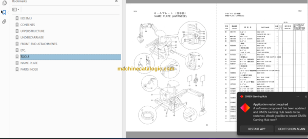 Hitachi EX33MU Excavator Parts Catalog & Equipment Components Parts Catalog