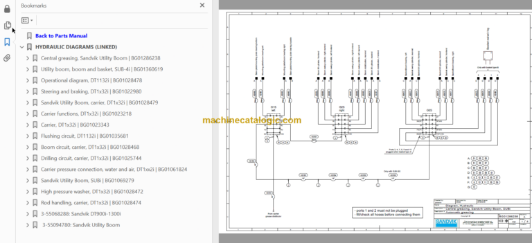 Sandvik DT1132i Drill Rig Service and Parts Diagrams (122D80078-1)