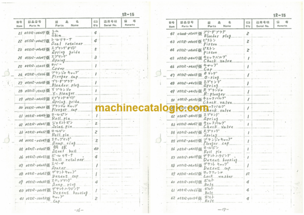 Furukawa FL320 ROG FORK Parts Catalog