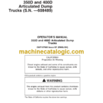 John Deere 350D and 400D Articulated Dump Trucks Operators Manual (OMT187885)