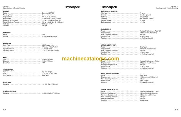 Timberjack 608 Feller Bunchers Operator and Maintenance Manual