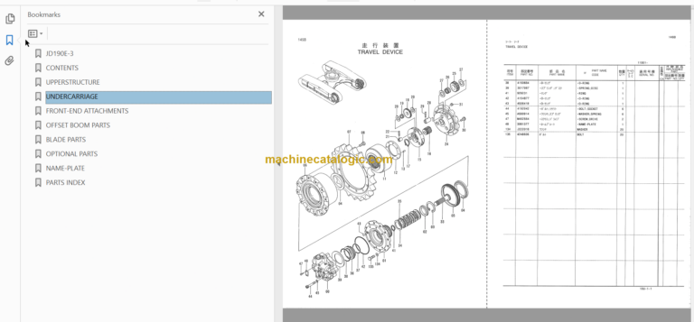 JD190E-3 Excavator Parts Catalog & Equipment Components Parts Catalog