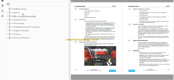 Sandvik LH517i Mining Loader Operator's and Maintenance Manual (L017D744 Swedish)