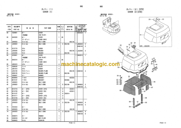 Hitachi AX08-2K Mini Excavator Parts Catalog