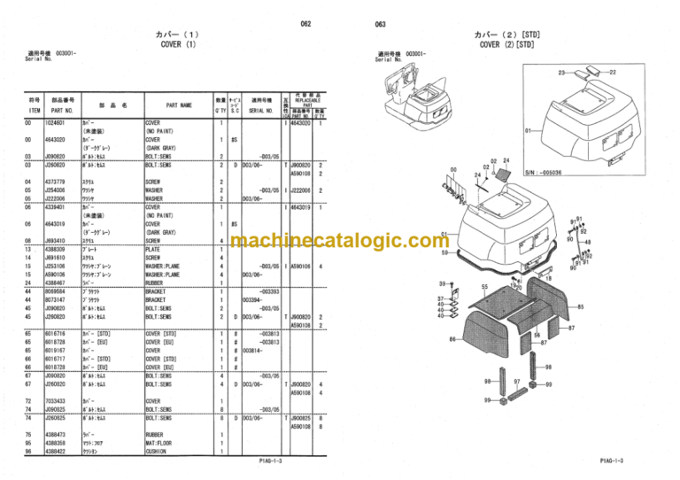 Hitachi AX08-2K Mini Excavator Parts Catalog