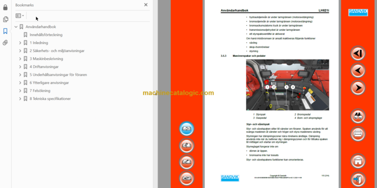 Sandvik L621i Mining Loader Operator's and Maintenance Manual (L621DVMA0A0613_rev1 Swedish)