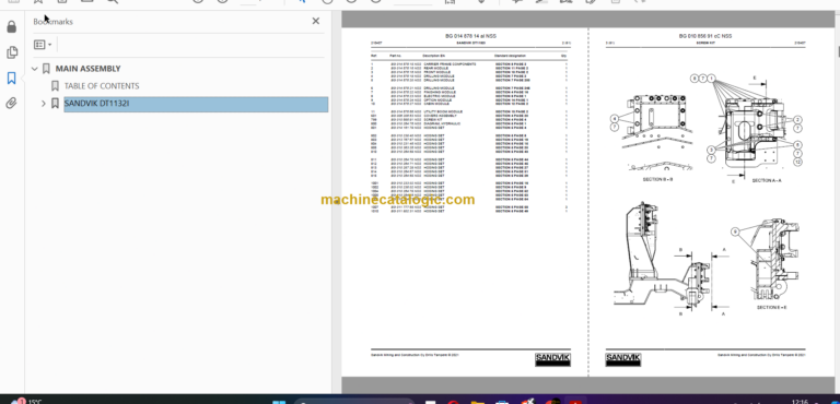Sandvik DT1132i Tunnelling Drill Service and Parts Manual (SN 121D67195-1)
