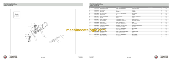 Wacker Neuson DV60 Dumper Spare Parts List