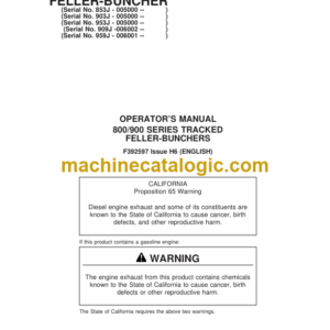 Timberjack 853J 903J 953J 909J 959J Tracked Feller Buncher Operators Manual