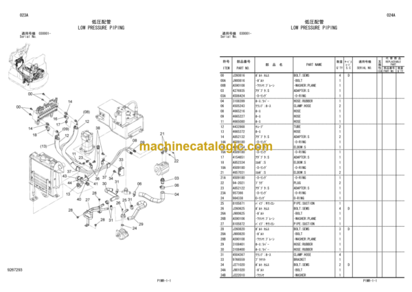 Hitachi AX08-3 Mini Excavator Parts Catalog