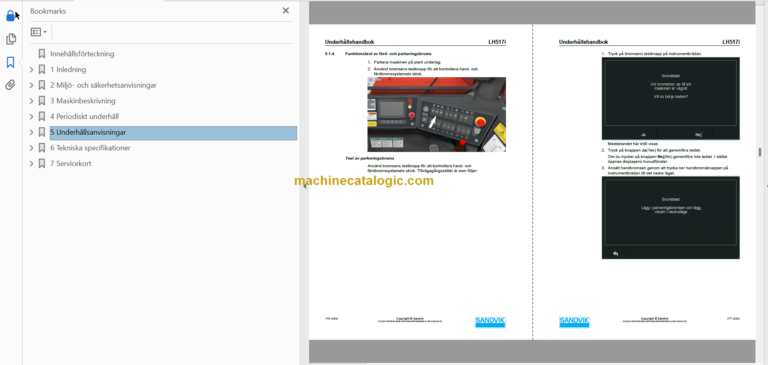 Sandvik LH517i Mining Loader Operator's and Maintenance Manual (L017D759 Swedish)
