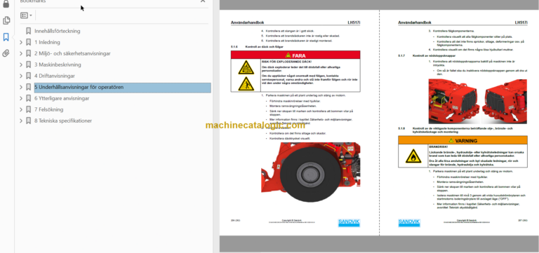 Sandvik LH517i Mining Loader Operator's and Maintenance Manual (L017D759 Swedish)