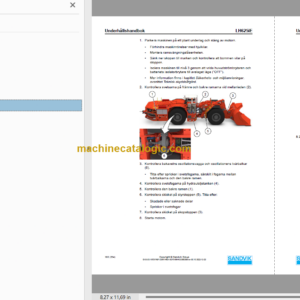 Sandvik L625ie Mining Loader Operator’s and Maintenance Manual (L625ECNA0A0039 Swedish)