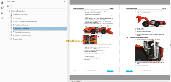 Sandvik L625ie Mining Loader Operator's and Maintenance Manual (L625ECNA0A0039 Swedish)