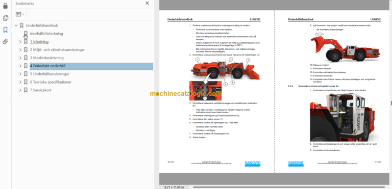 Sandvik L625ie Mining Loader Operator's and Maintenance Manual (L625ECNA0A0039 Swedish)