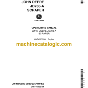 John Deere JD760-A Scraper Operators Manual (OMT46855) JD760-A Scraper INDEX: