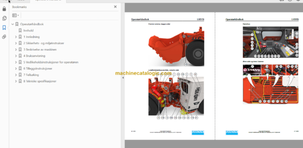 Sandvik LH515i Mining Loader Operator's and Maintenance Manual (L515DJNA0A0021 Swedish)