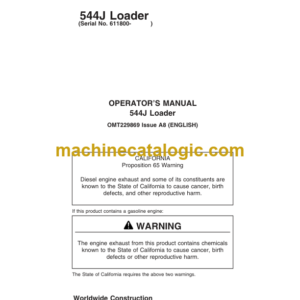 John Deere 544J Loader Operators Manual (OMT229869)