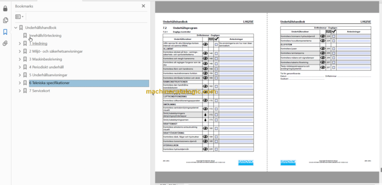 Sandvik L625ie Mining Loader Operator's and Maintenance Manual (L625ECNA0A0039 Swedish)