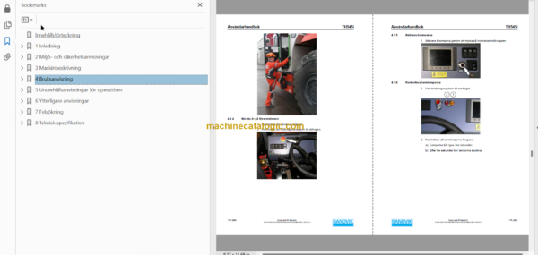 Sandvik TH545i Underground Truck Operator's and Maintenance Manual (T045D743 Swedish)