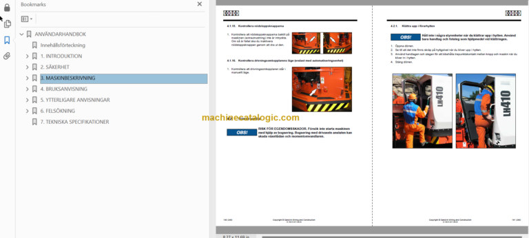 Sandvik LH410 Underground Loader Operator's and Maintenance Manual (L210D847 Swedish)