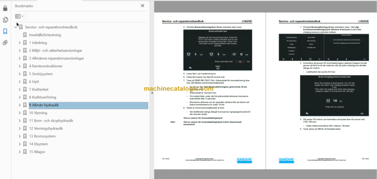 Sandvik L625ie Mining Loader Service Manual (L625ECNA0A0039)