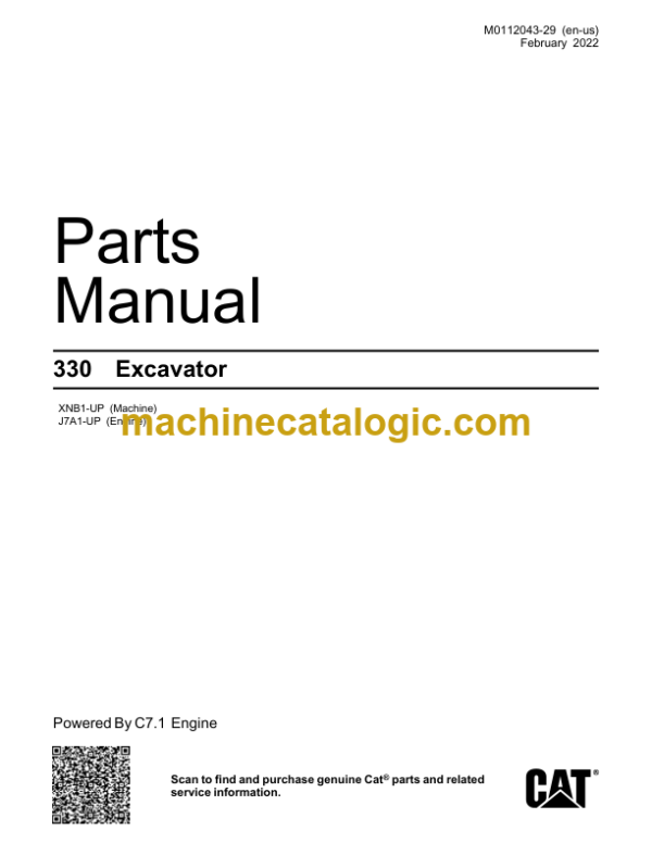 Caterpillar 330 Excavator Parts Manual