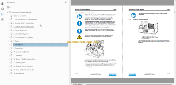 Sandvik LH621 Mining Loader Service and Parts Manual (L821D440)