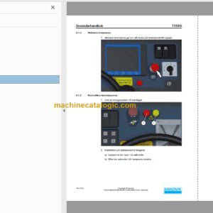 Sandvik TH545i Underground Truck Operator’s and Maintenance Manual (T545DAMA0A0167 Swedish)