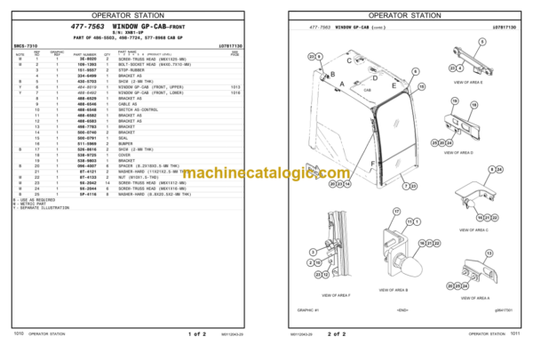 Caterpillar 330 Excavator Parts Manual