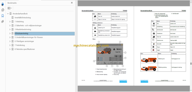 Sandvik TH545i Underground Truck Operator's and Maintenance Manual (T545DAMA0A0167 Swedish)